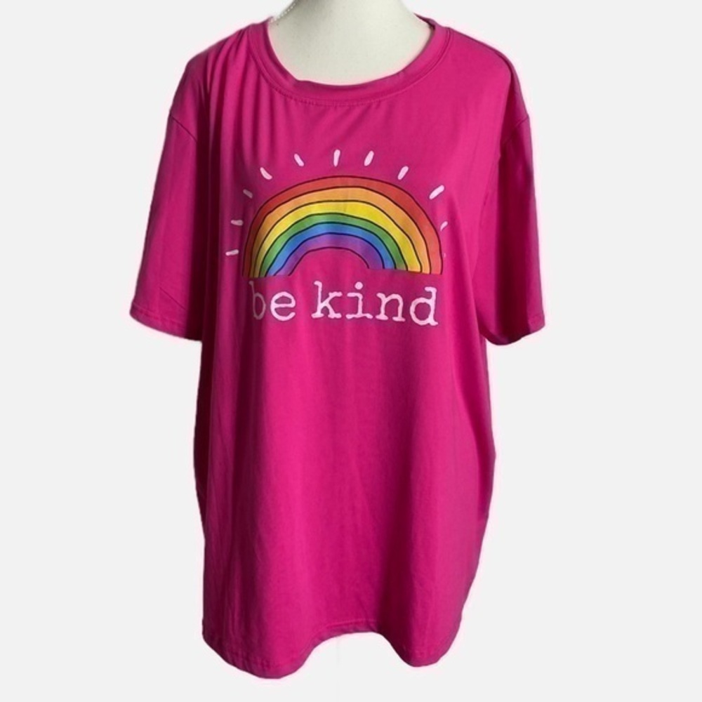 SHEIN Pink Be Kind Short Sleeve Top